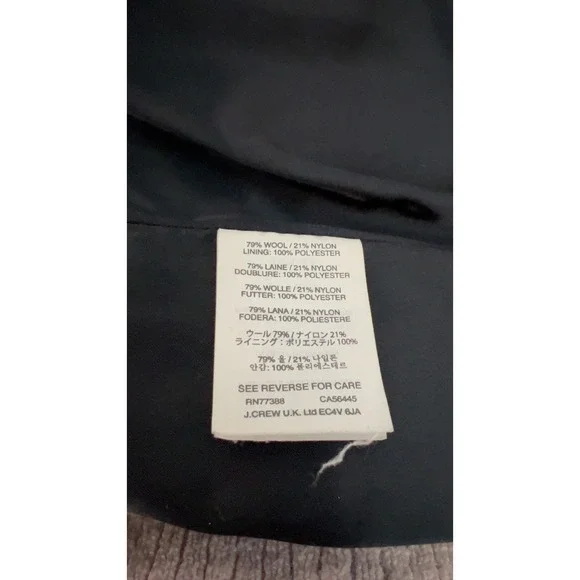 J. Crew Navy Wool PeaCoat Stadium Cloth by Nello Gori SZ: 0P - Picture 8 of 12